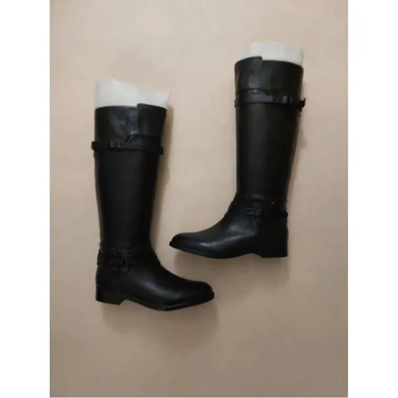 BCBGMAXAZARIA Black Calf Leather Riding Boots Retail $398 Size 6