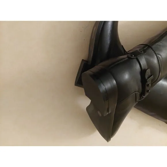 BCBGMAXAZARIA Black Calf Leather Riding Boots Retail $398 Size 6