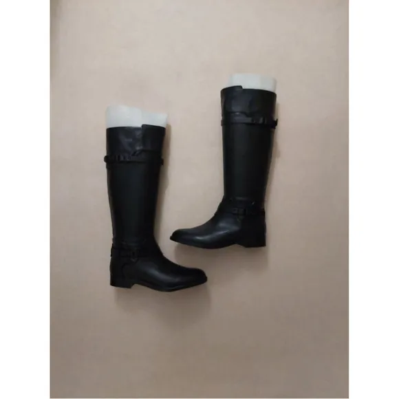 BCBGMAXAZARIA Black Calf Leather Riding Boots Retail $398 Size 6