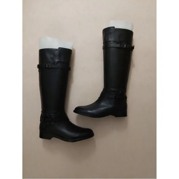 BCBGMAXAZARIA Black Calf Leather Riding Boots Retail $398 Size 6