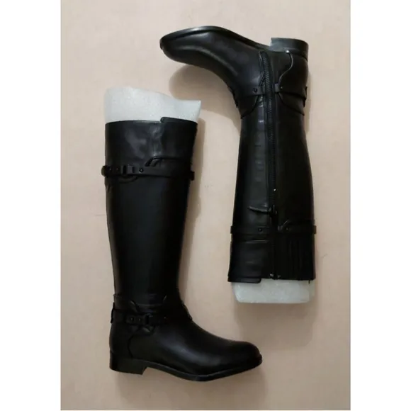 BCBGMAXAZARIA Black Calf Leather Riding Boots Retail $398 Size 6