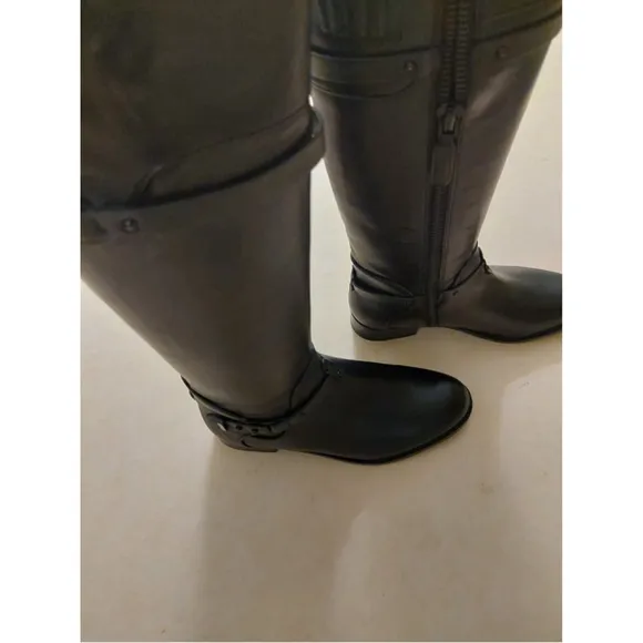 BCBGMAXAZARIA Black Calf Leather Riding Boots Retail $398 Size 6