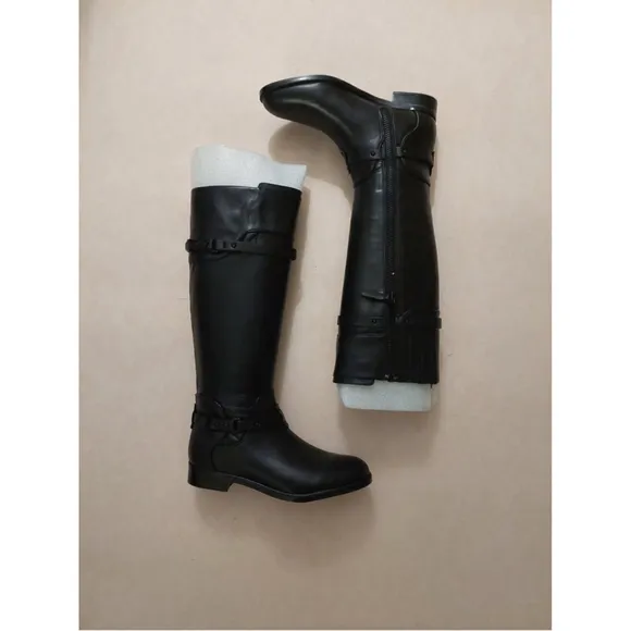 BCBGMAXAZARIA Black Calf Leather Riding Boots Retail $398 Size 6