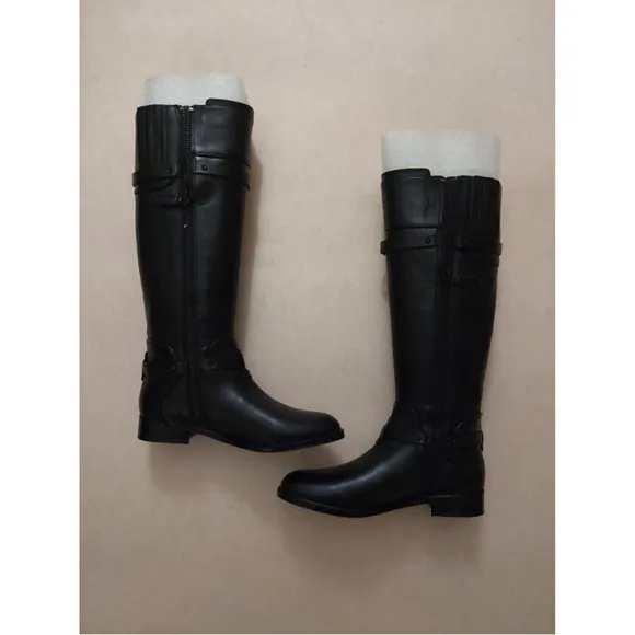 BCBGMAXAZARIA Black Calf Leather Riding Boots Retail $398 Size 6