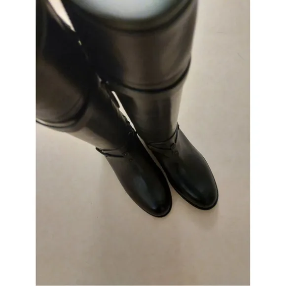 BCBGMAXAZARIA Black Calf Leather Riding Boots Retail $398 Size 6