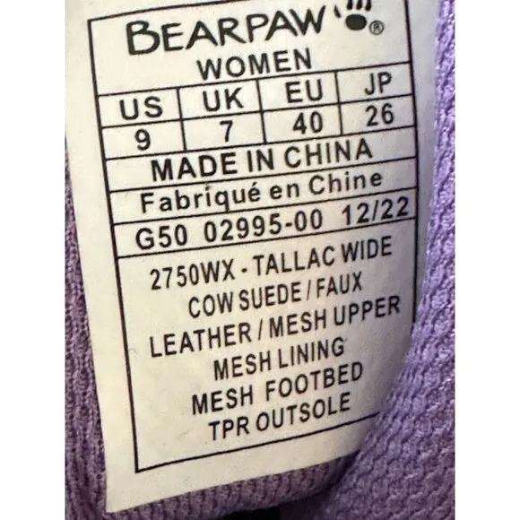 BEARPAW Boot Tallac Womens 9 Charcoal Purple Waterproof Lace Up Ankle Bootie New