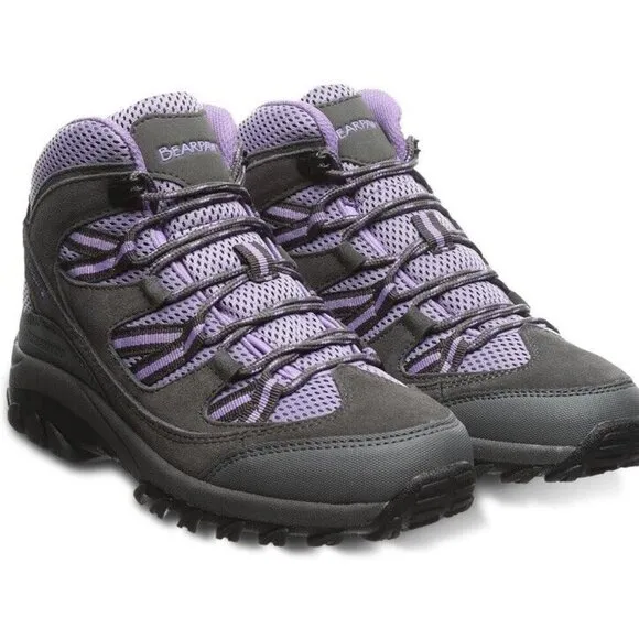 BEARPAW Boot Tallac Womens 9 Charcoal Purple Waterproof Lace Up Ankle Bootie New