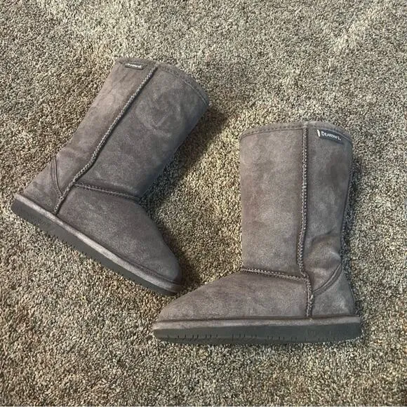 Bearpaw Emma Tall Youth Suede Leather Winter Boots Size 13 Gray