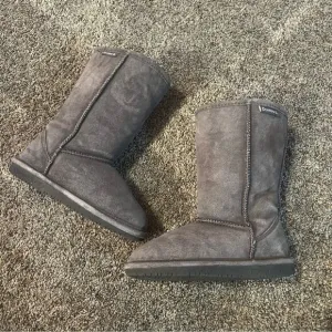 Bearpaw Emma Tall Youth Suede Leather Winter Boots Size 13 Gray