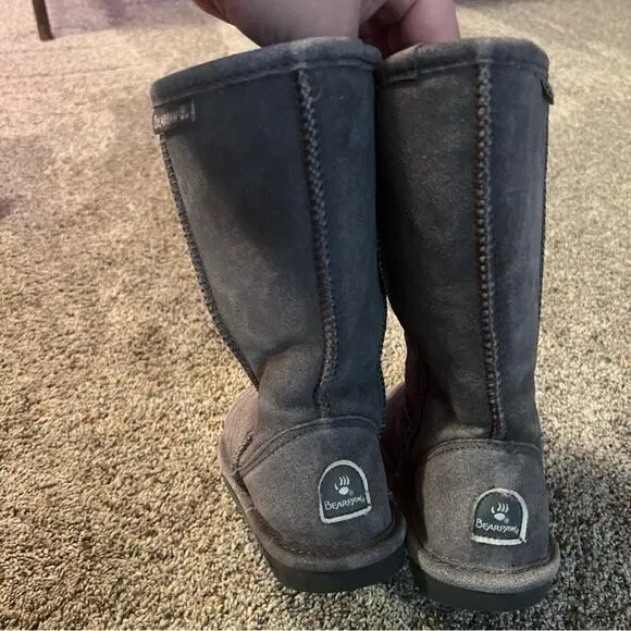 Bearpaw Emma Tall Youth Suede Leather Winter Boots Size 13 Gray