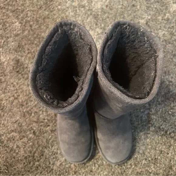 Bearpaw Emma Tall Youth Suede Leather Winter Boots Size 13 Gray