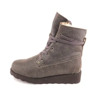 BearPaw Krista Brown Leather Lace Up Winter Boots 9