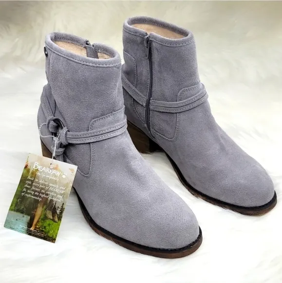 BEARPAW Mica Winter Ankle Boot Booties Gray Fog
