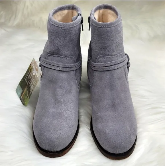 BEARPAW Mica Winter Ankle Boot Booties Gray Fog