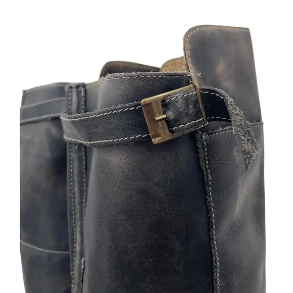 Bed Stu Distressed Tall Riding Boots Black Size 8 Side Zip Equestrian Boho Chic