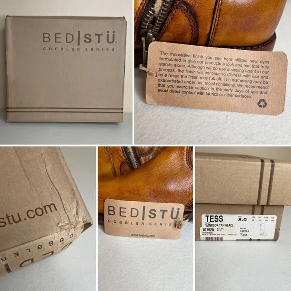 BED STU Tess Distressed Rustic Leather Boots Size 8