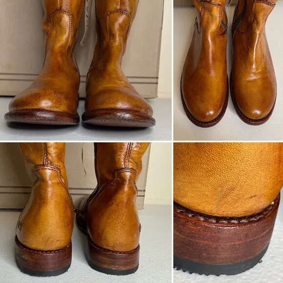 BED STU Tess Distressed Rustic Leather Boots Size 8