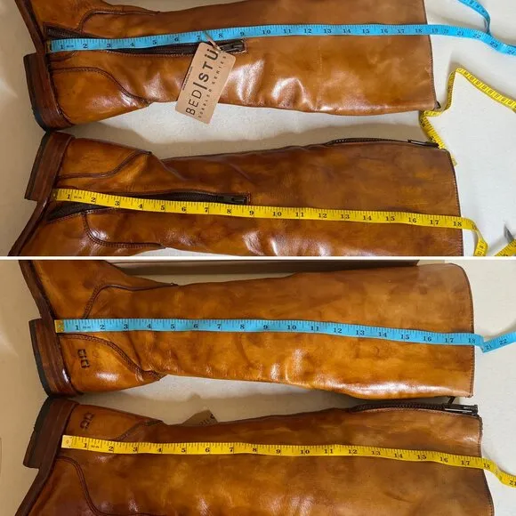 BED STU Tess Distressed Tan Riding Boots Size 8