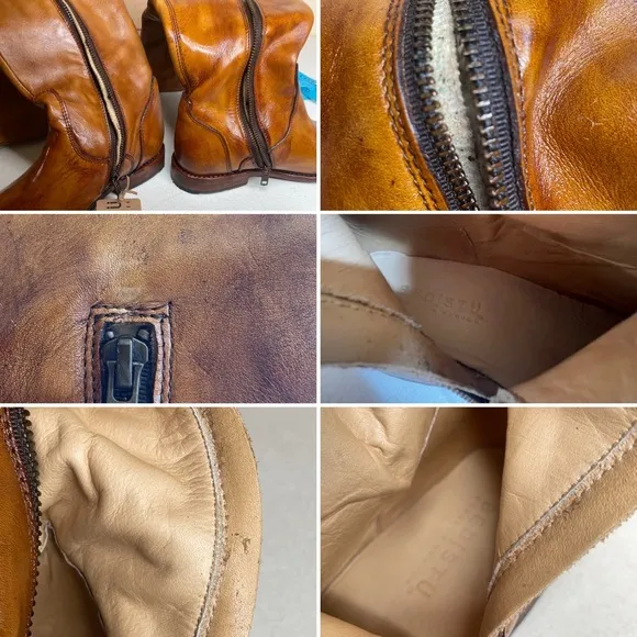 BED STU Tess Distressed Tan Riding Boots Size 8