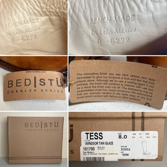 BED STU Tess Distressed Tan Riding Boots Size 8