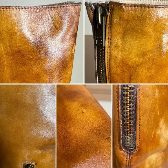 BED STU Tess Distressed Tan Riding Boots Size 8