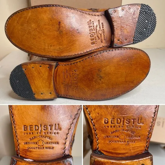 BED STU Tess Distressed Tan Riding Boots Size 8