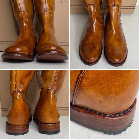 BED STU Tess Distressed Tan Riding Boots Size 8