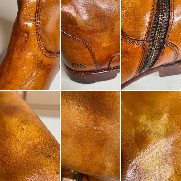 BED STU Tess Distressed Tan Riding Boots Size 8