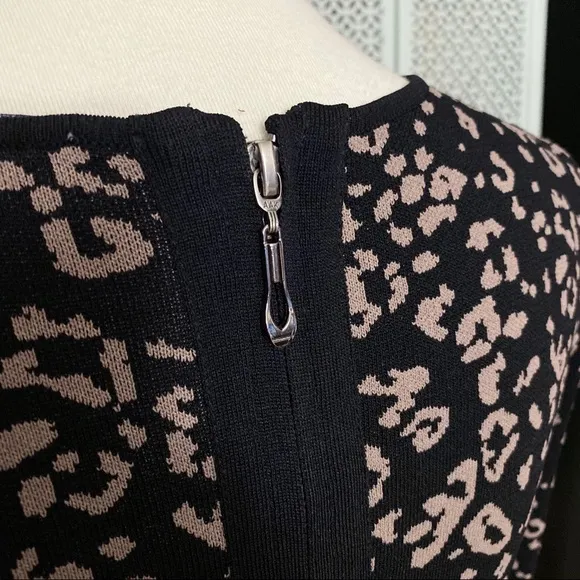 Belle Badgley Mischka Leopard Print Sweater Dress