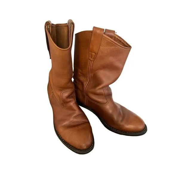 Biltrite Mens Size 7.5 Women’s 9 Brown Leather Mid Calf Western RT Cowboy Boots