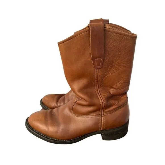 Biltrite Mens Size 7.5 Women’s 9 Brown Leather Mid Calf Western RT Cowboy Boots