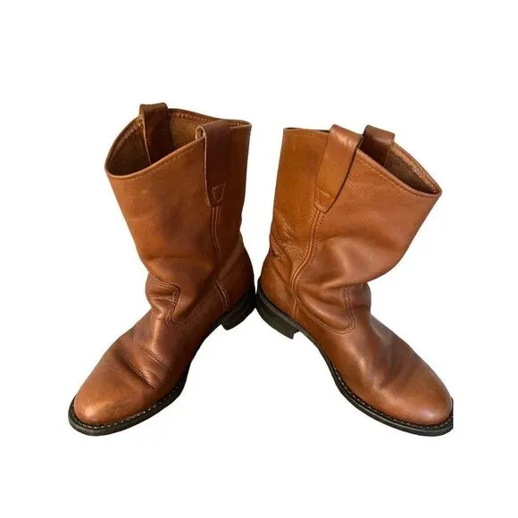 Biltrite Mens Size 7.5 Women’s 9 Brown Leather Mid Calf Western RT Cowboy Boots