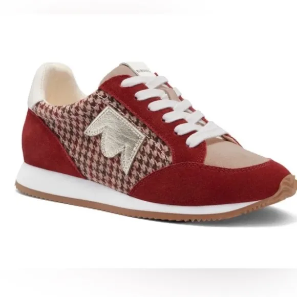 Birdies Women's Roadrunner Lace-up Sneakers Primary Plaid Red Brown Ivory Size 9