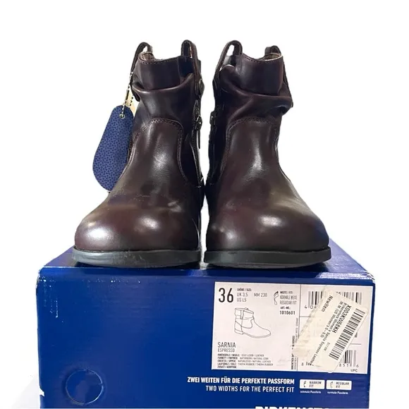 Birkenstock Sarnia Leather Ankle Boots Espresso Brown Women’s 36 (US 5)