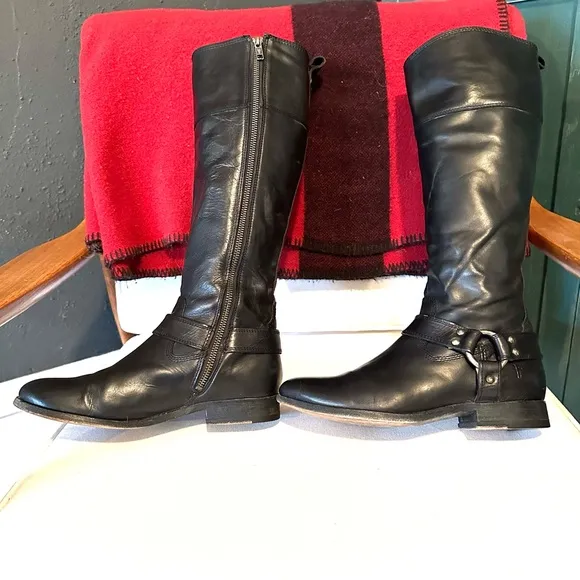Black Frye Melissa Harness Riding Boots size 7