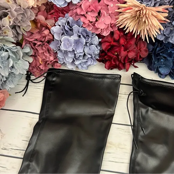 Black Onyx Over-the-Knee Vegan Leather Heeled Boot