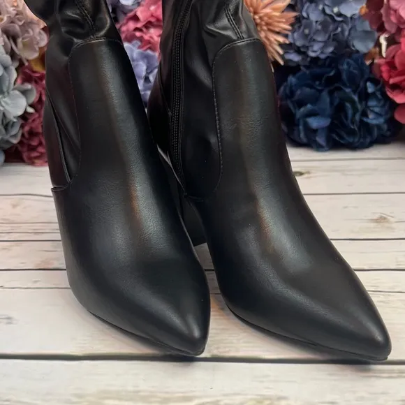 Black Onyx Over-the-Knee Vegan Leather Heeled Boot