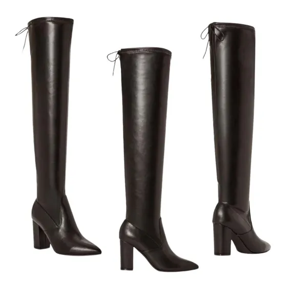 Black Onyx Over-the-Knee Vegan Leather Heeled Boot