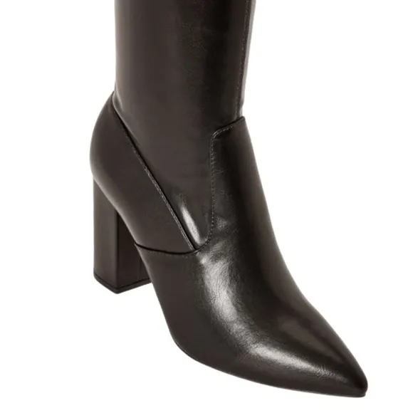 Black Onyx Over-the-Knee Vegan Leather Heeled Boot