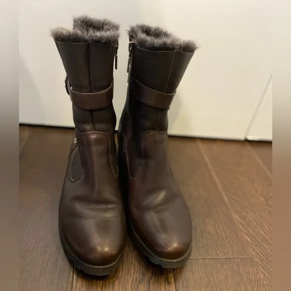 Blondo Dark Brown Leather Winter Boots Size 8 Like New