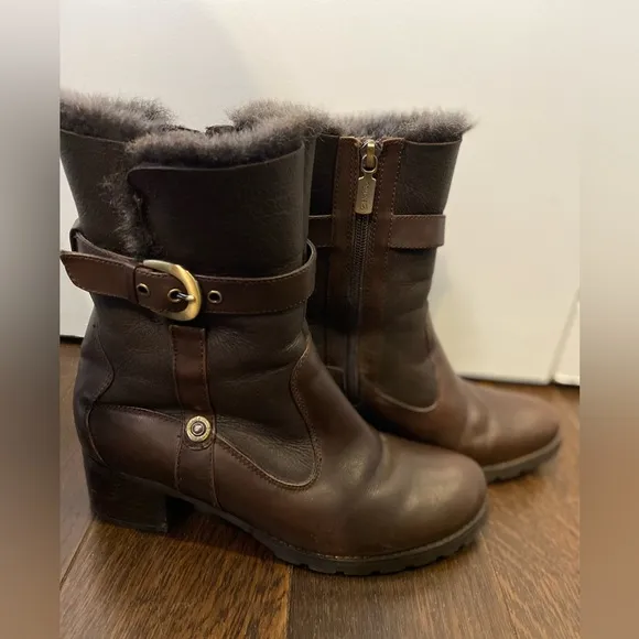Blondo Dark Brown Leather Winter Boots Size 8 Like New