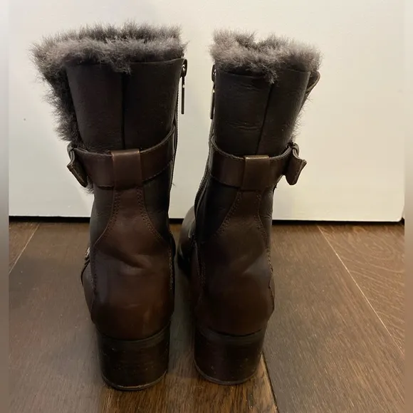Blondo Dark Brown Leather Winter Boots Size 8 Like New