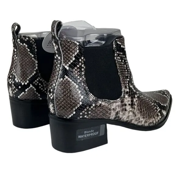 Blondo Emelia Women Shoes Brown Snake Leather Ankle Chelsea Boots 6.5 US/EU 36.5