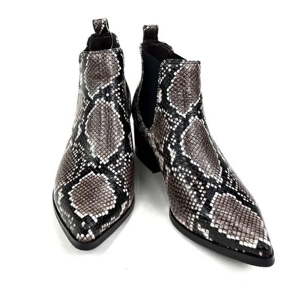 Blondo Emelia Women Shoes Brown Snake Leather Ankle Chelsea Boots 6.5 US/EU 36.5