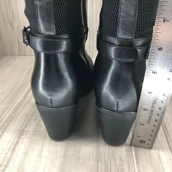 Blondo Riding Boots Womens 9.5M Laina Black Leather Wedge Tall Knee High
