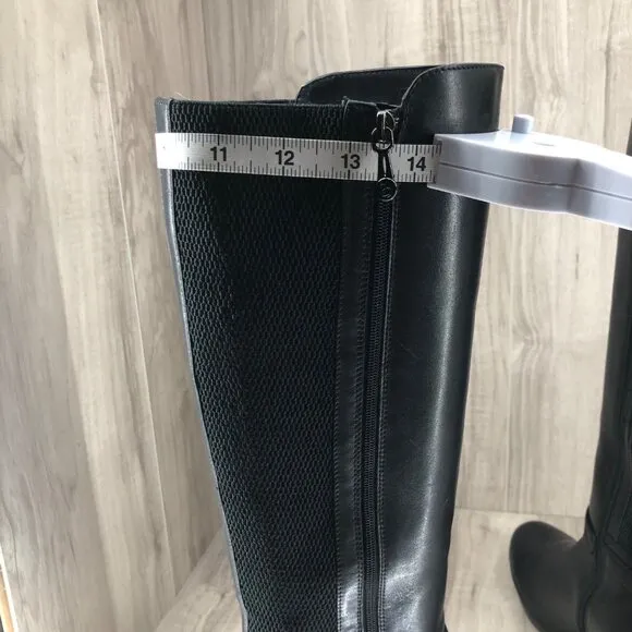 Blondo Riding Boots Womens 9.5M Laina Black Leather Wedge Tall Knee High
