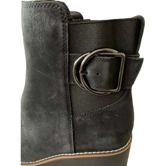 Blondo Sz 7.5 Waterproof Dakota Black Suede Winter Buckle Ankle Boots NEW