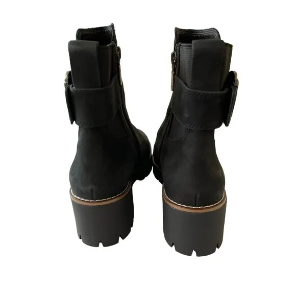 Blondo Sz 7.5 Waterproof Dakota Black Suede Winter Buckle Ankle Boots NEW