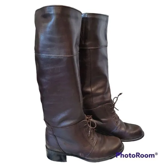 BLONDO Waterproof Tall Lace-up Riding Boots Sz 6 Brown Leather Canada