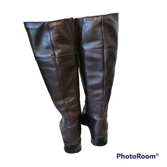 BLONDO Waterproof Tall Lace-up Riding Boots Sz 6 Brown Leather Canada